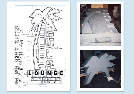 drawings and fabrication for lounge signage